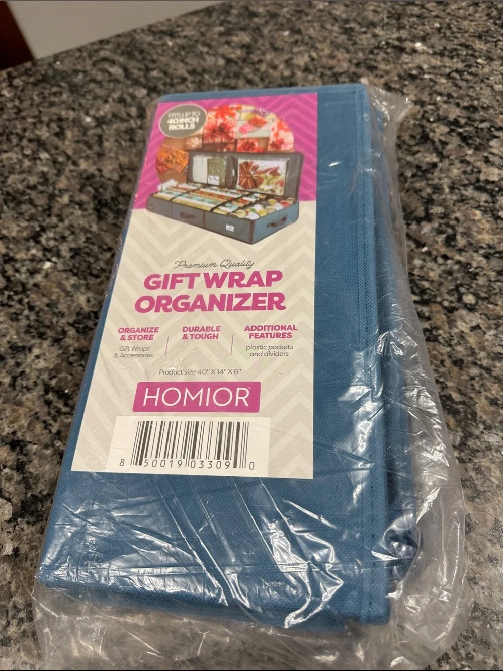 Premium Gray Gift Wrap Organizer - Gift Wrap Organizer Storage Case